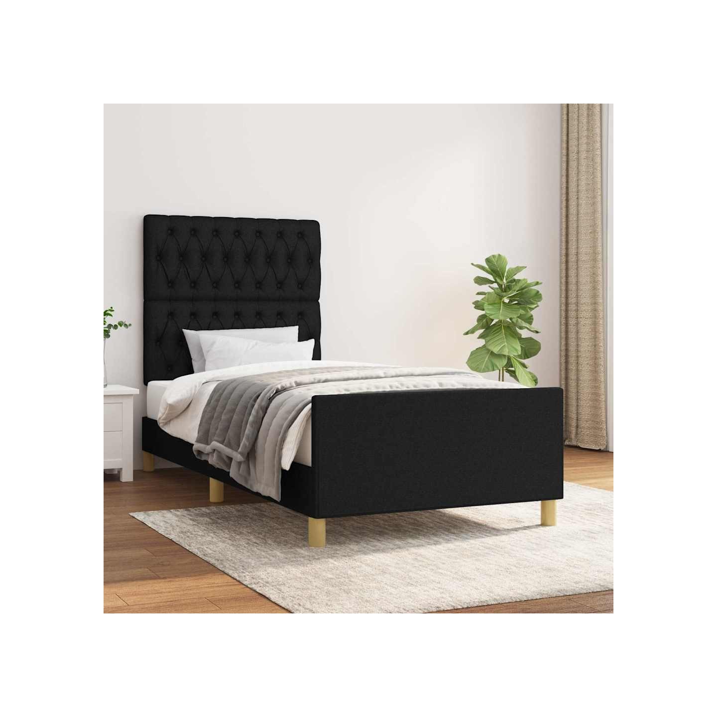 Cadre de lit sans matelas noir 100x200 cm tissu