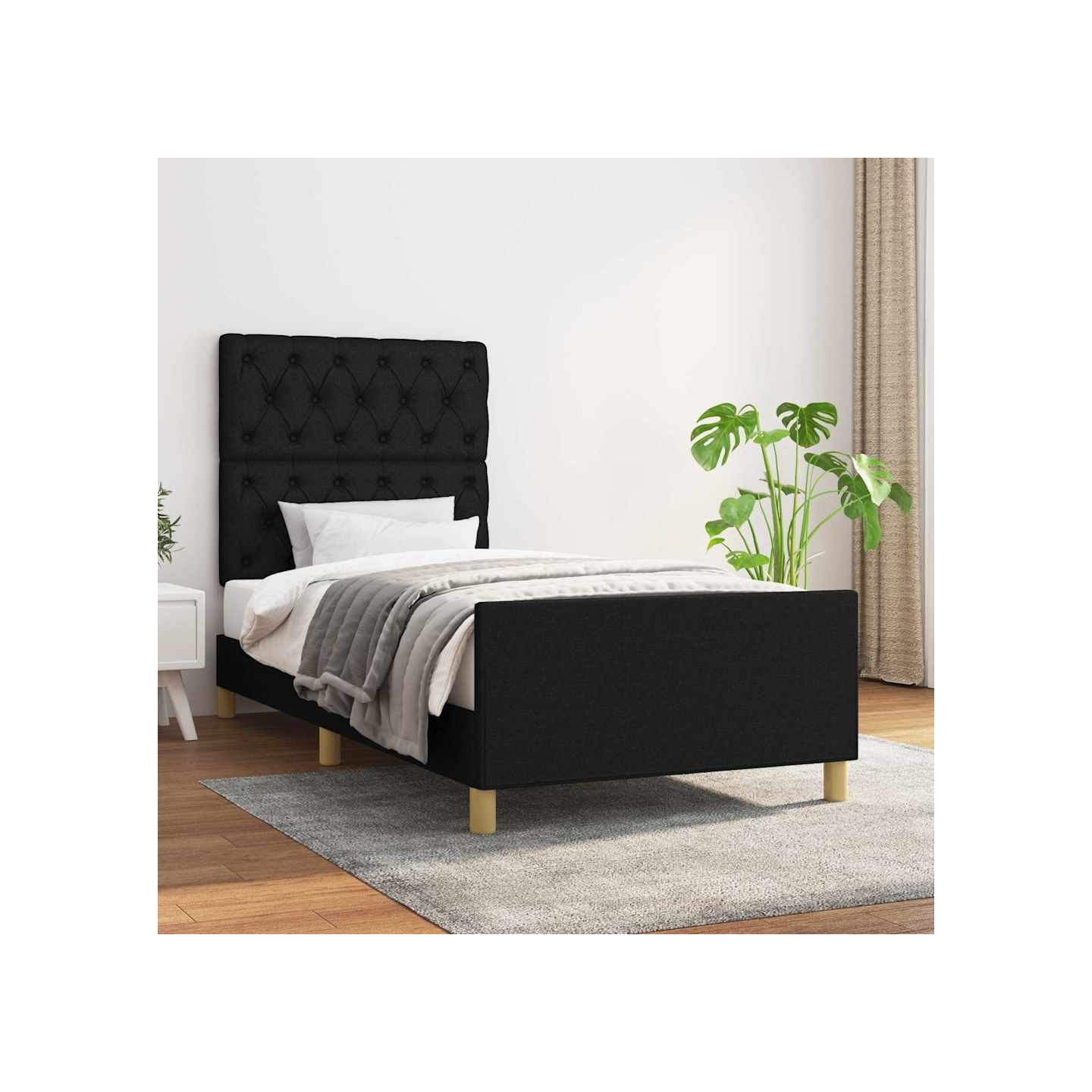 Cadre de lit sans matelas noir 80x200 cm tissu