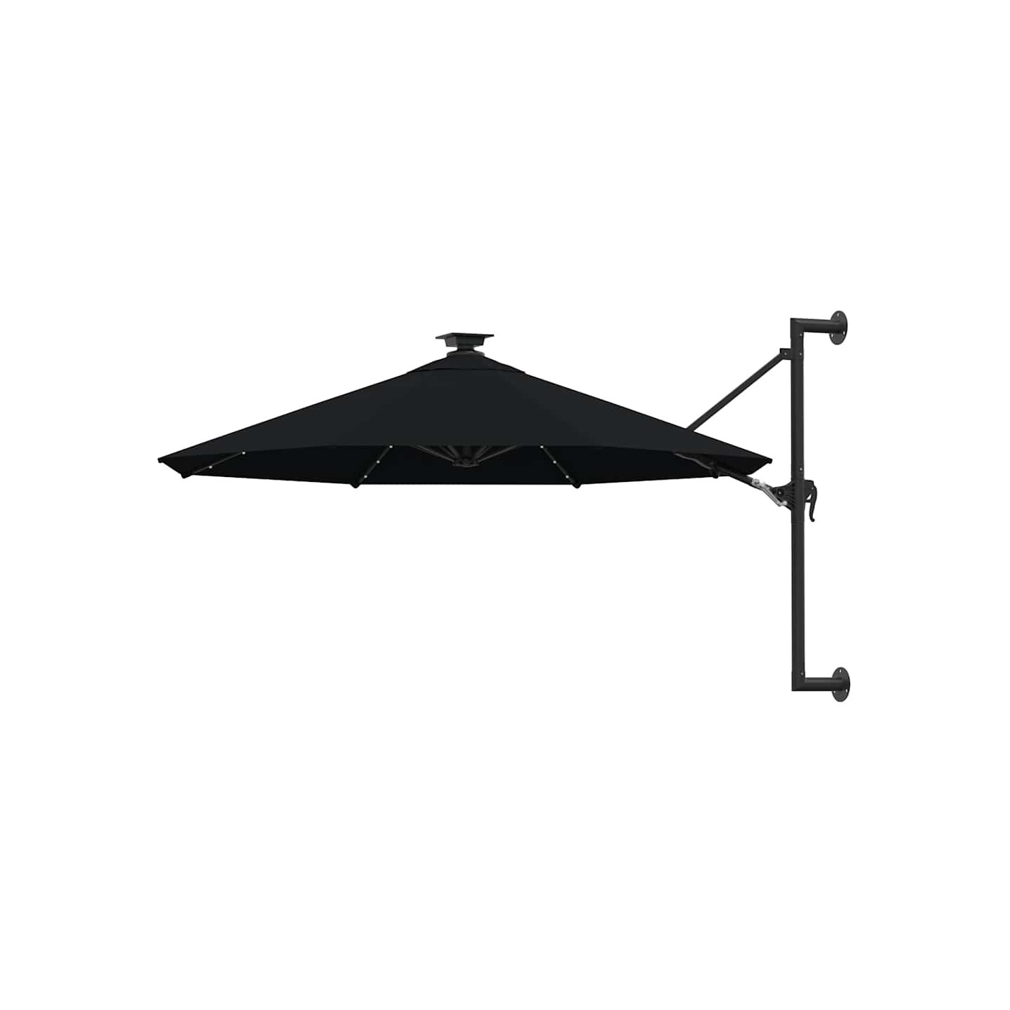 Parasol mural de jardin avec LED 300 cm noir