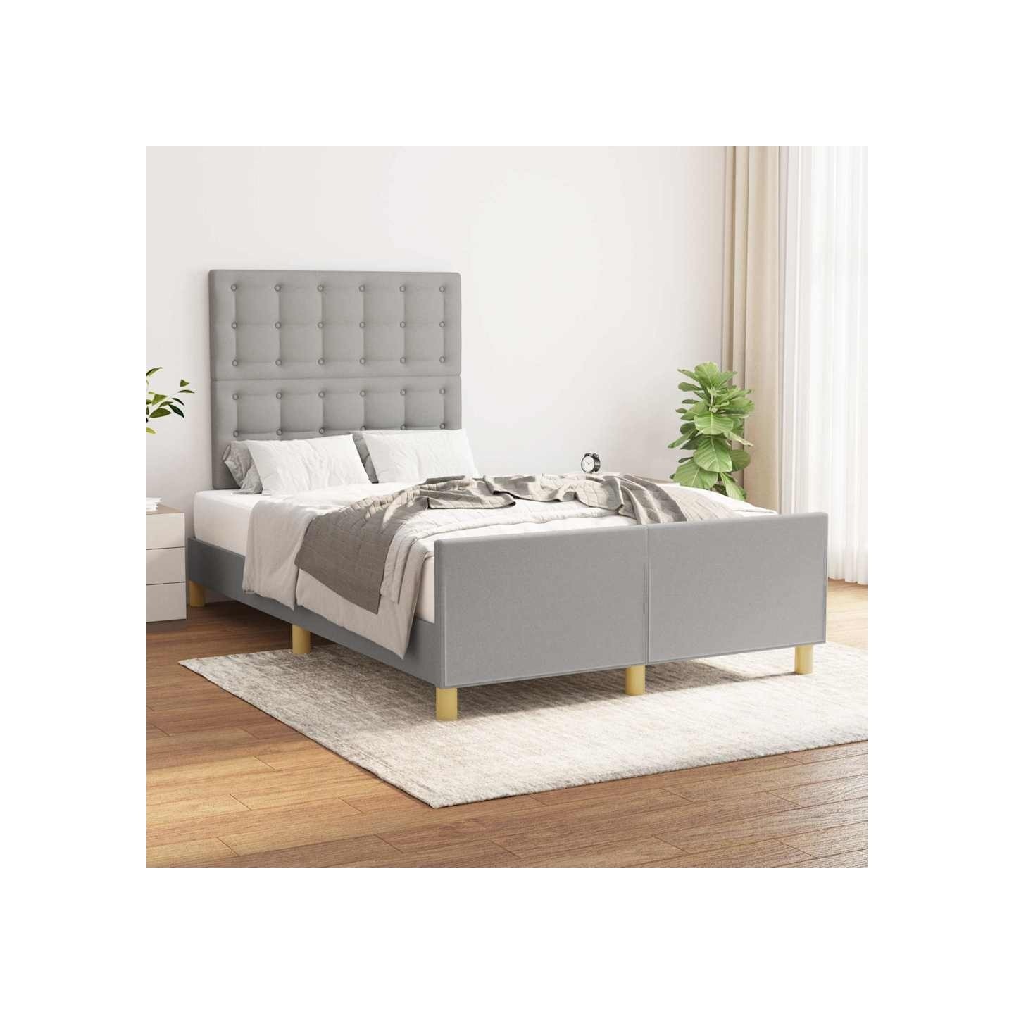 Cadre de lit sans matelas gris clair 120x200 cm tissu