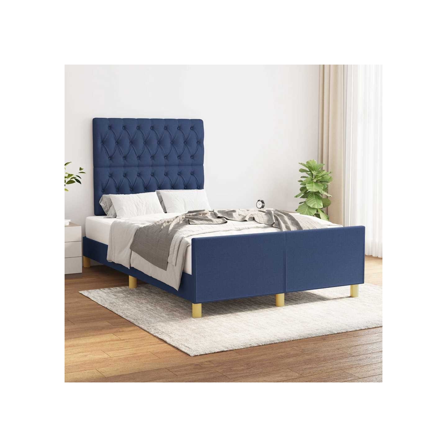 Cadre de lit sans matelas bleu 120x200 cm tissu