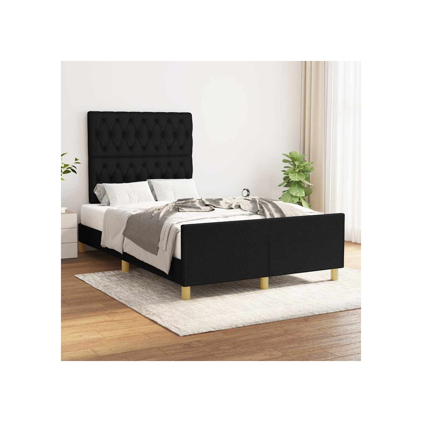 Cadre de lit sans matelas noir 120x200 cm tissu