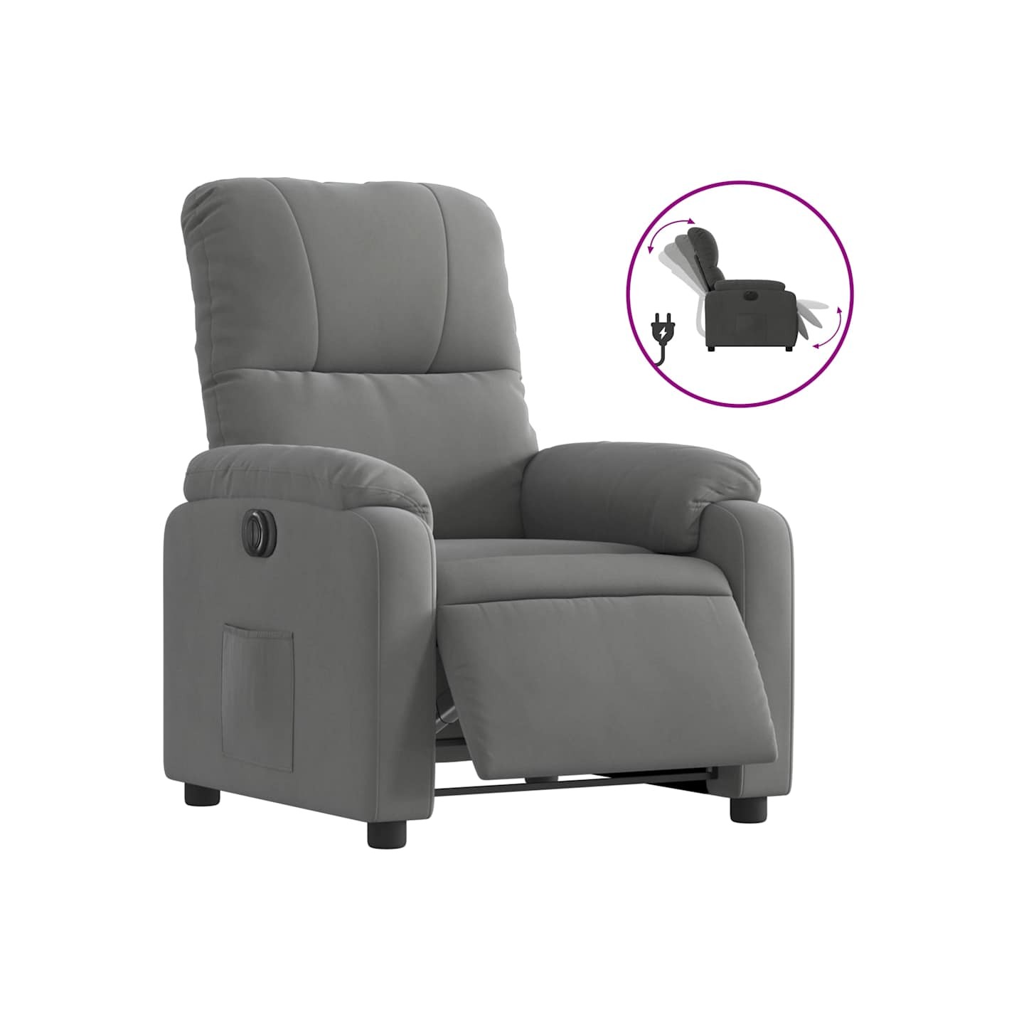 Fauteuil inclinable électrique gris foncé tissu microfibre