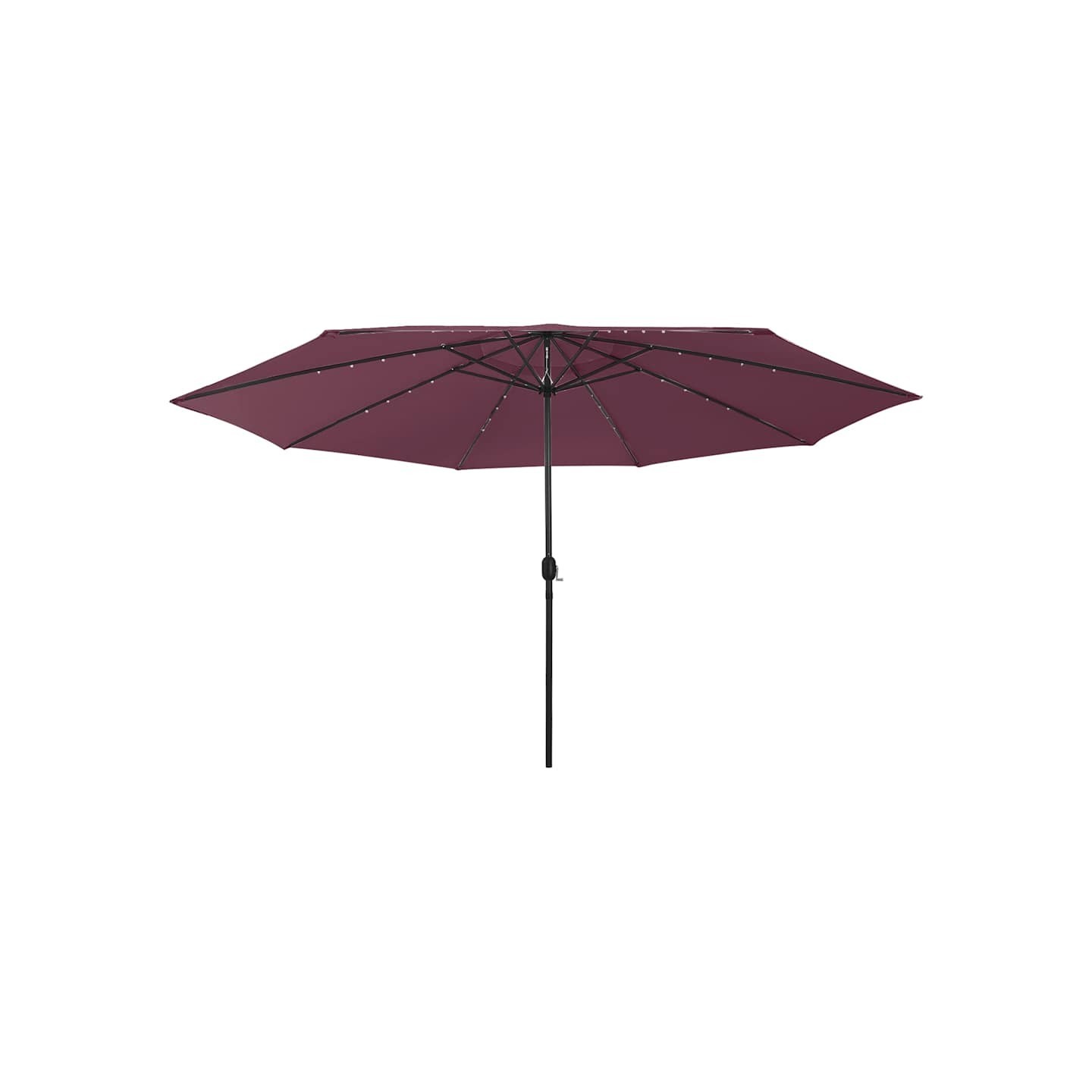 Parasol de jardin avec lumières LED mât en métal rouge bordeaux