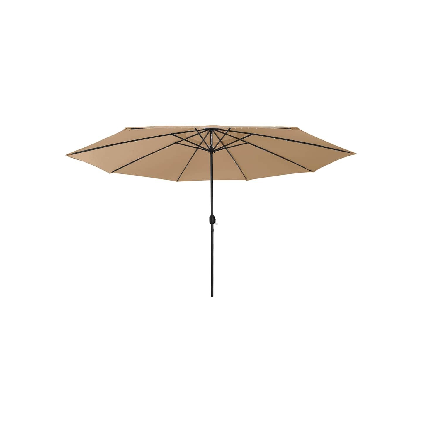 Parasol de jardin avec lumières LED et mât en métal 400cm taupe