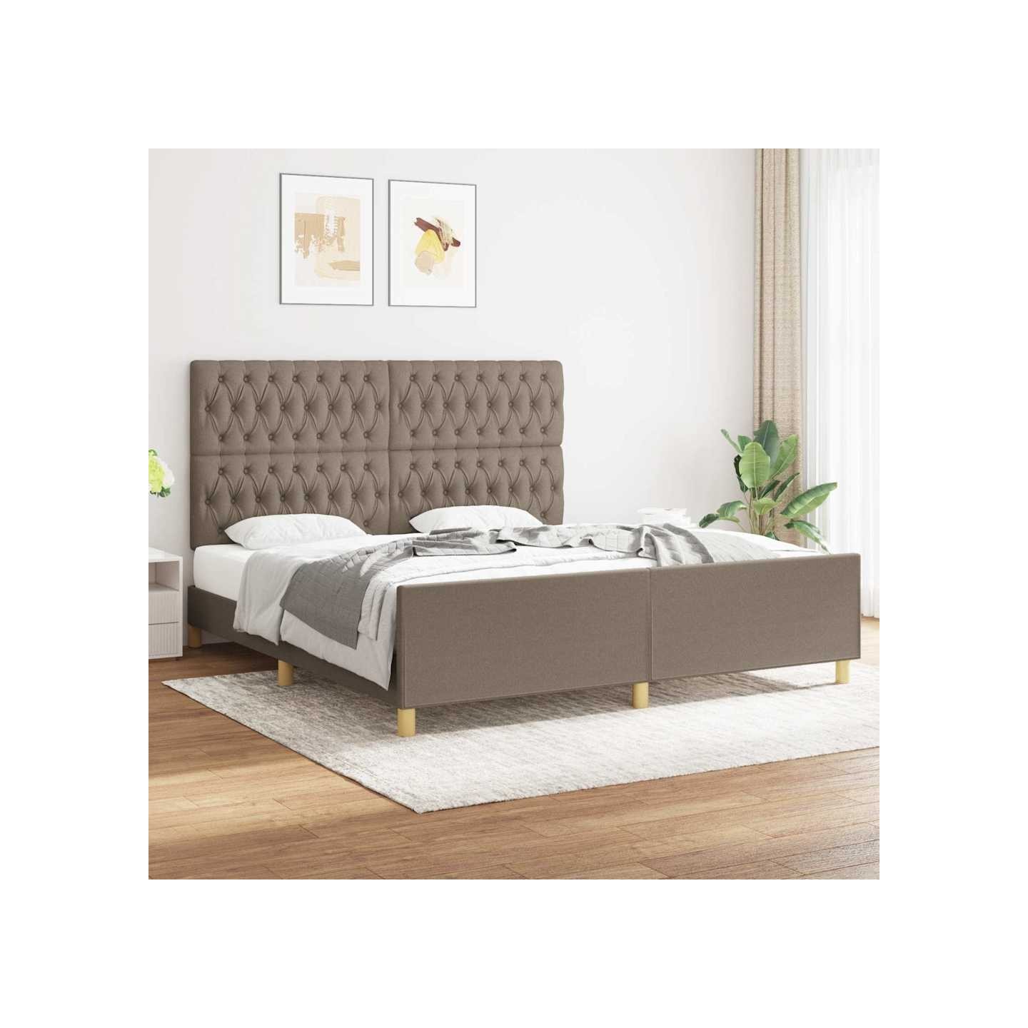 Cadre de lit sans matelas taupe 180x200 cm tissu