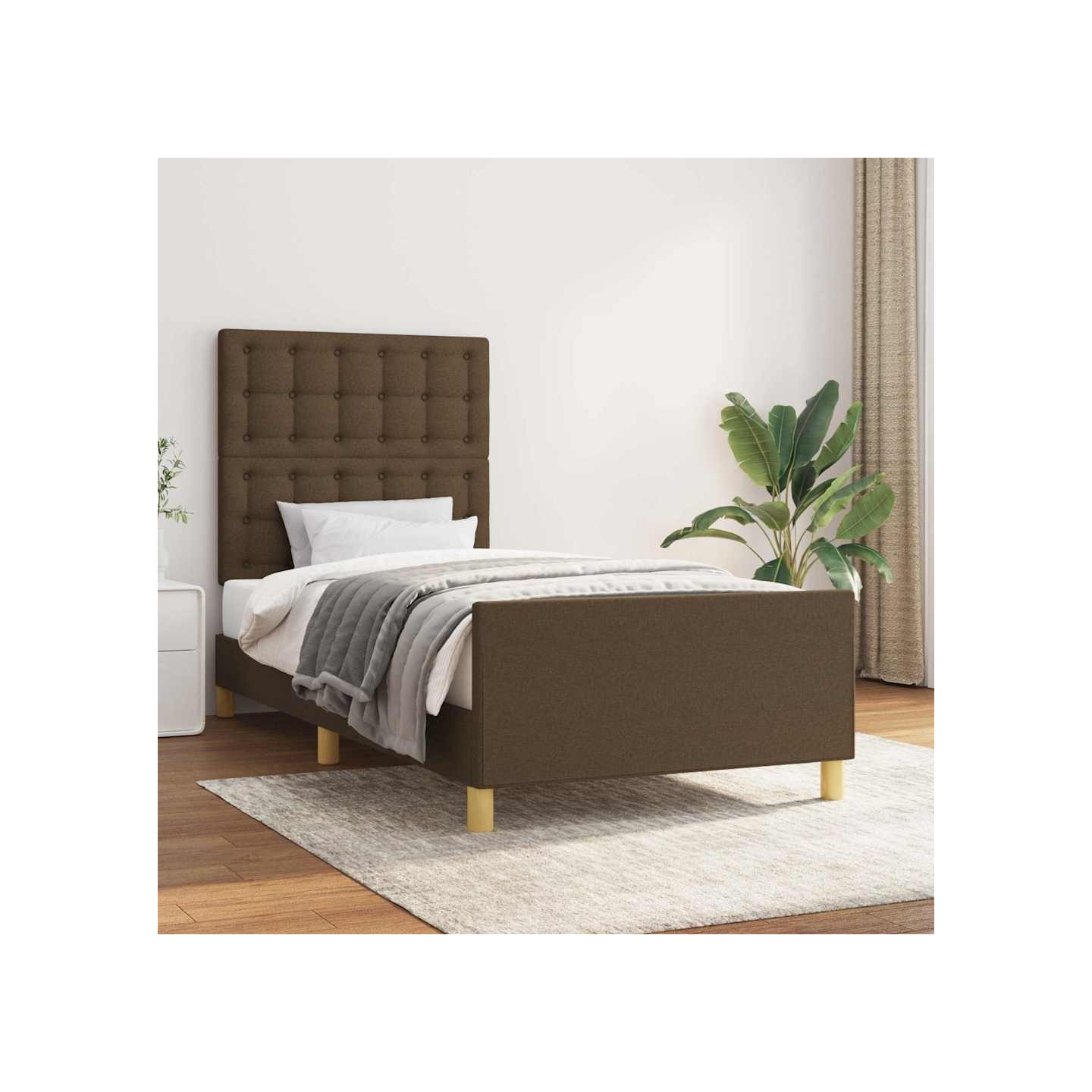 Cadre de lit sans matelas et tête de lit marron foncé 80x200cm