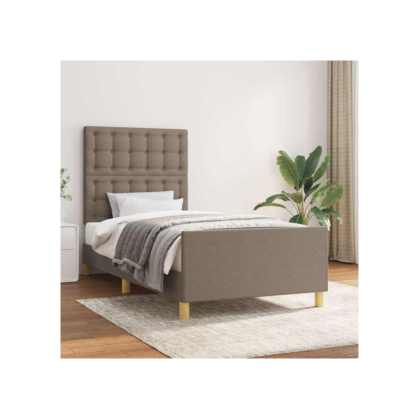 Cadre de lit sans matelas avec tête de lit taupe 80x200cm tissu