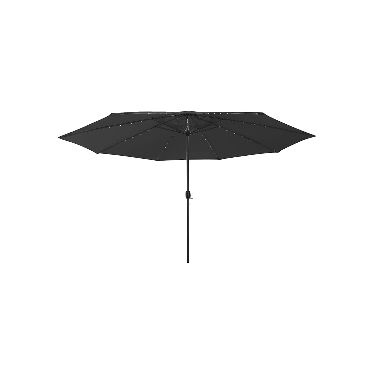 Parasol de jardin avec lumières LED et mât en métal 400 cm noir