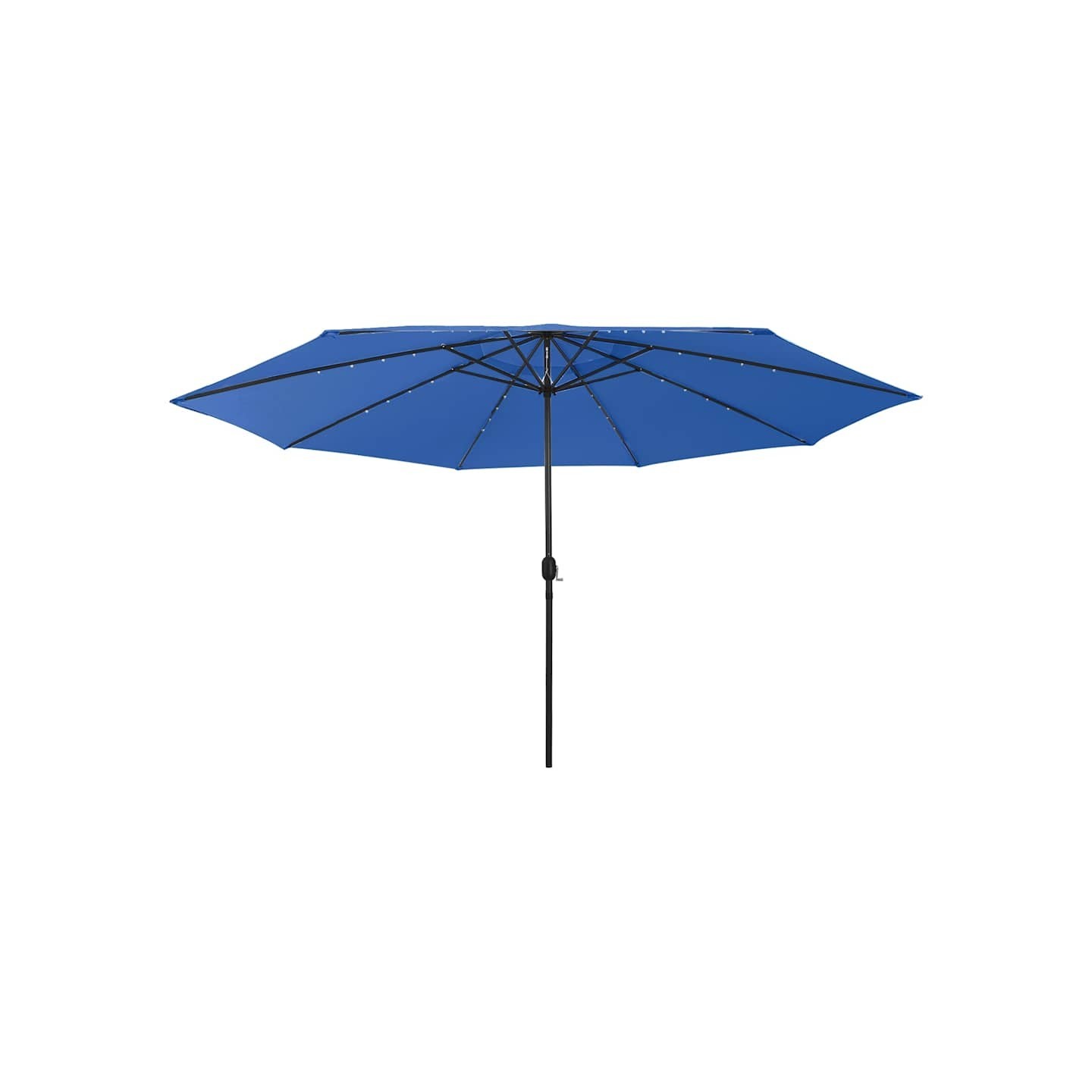 Parasol de jardin avec lumières LED et mât en métal bleu azuré