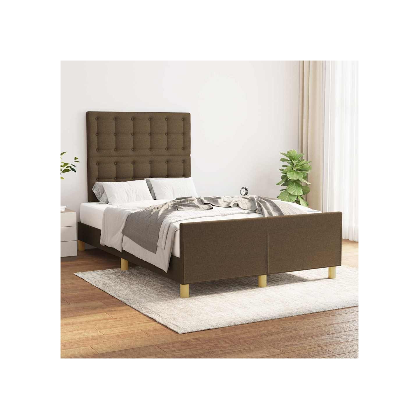 Cadre de lit sans matelas marron foncé 120x200 cm tissu