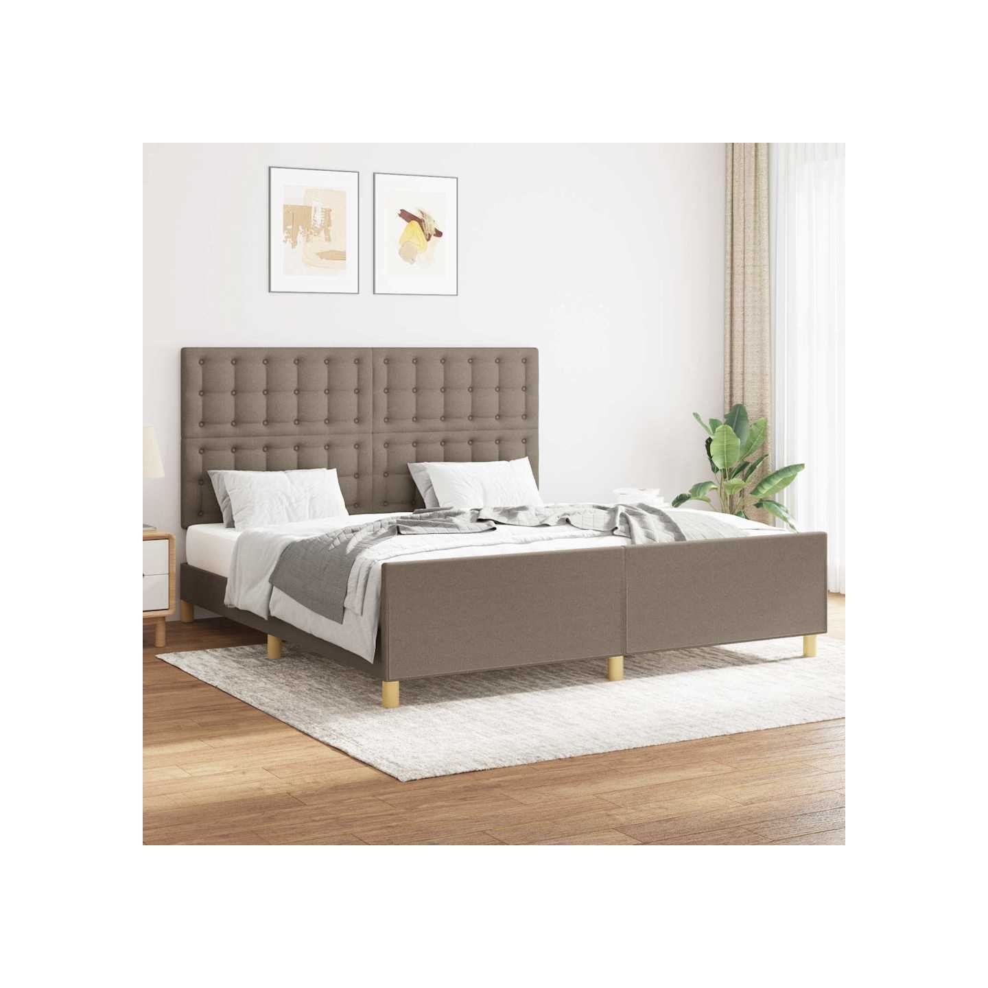 Cadre de lit sans matelas taupe 160x200 cm tissu