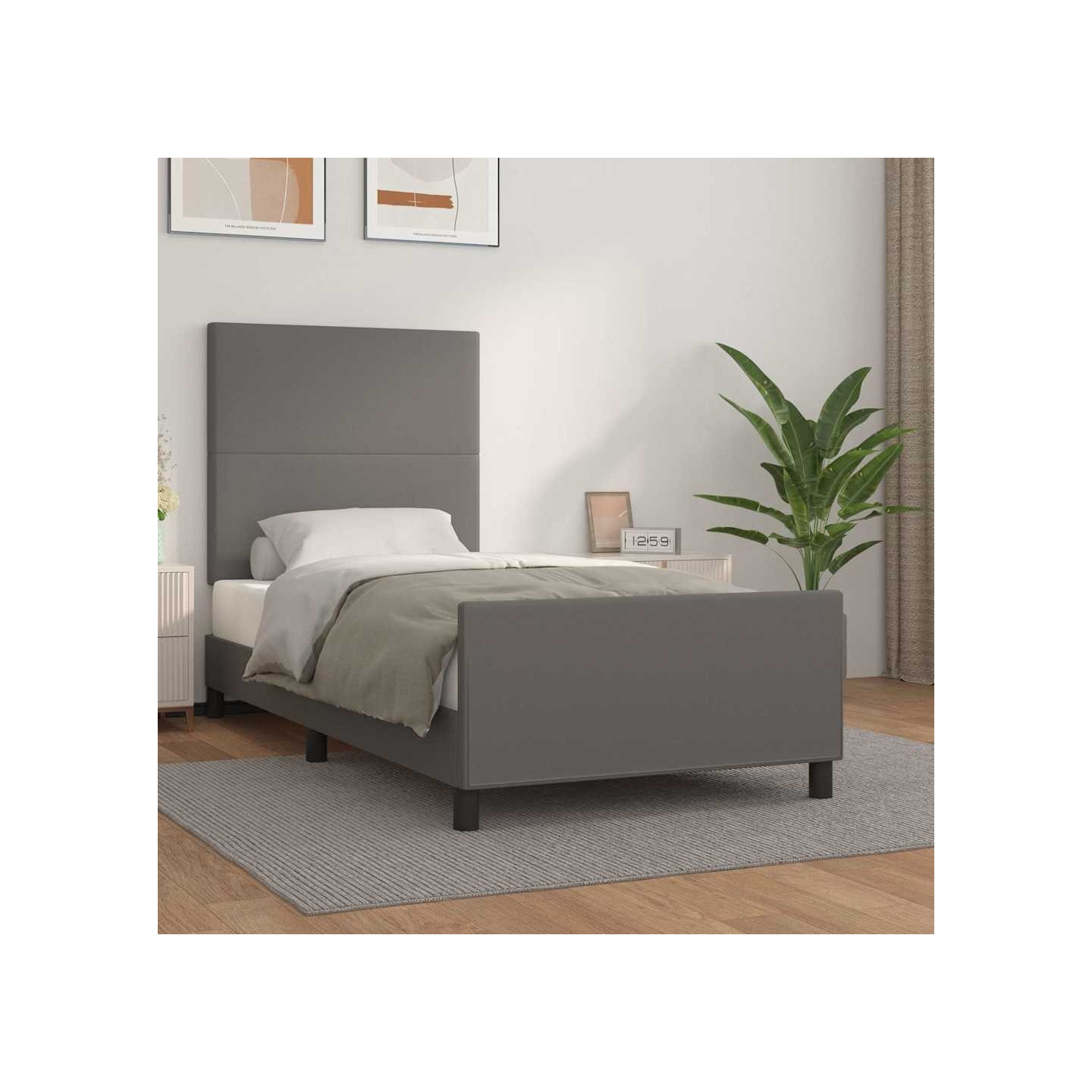 Cadre de lit sans matelas gris 90x200 cm similicuir