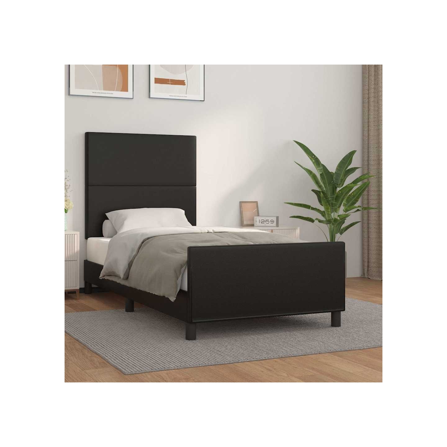 Cadre de lit sans matelas noir 90x190 cm similicuir