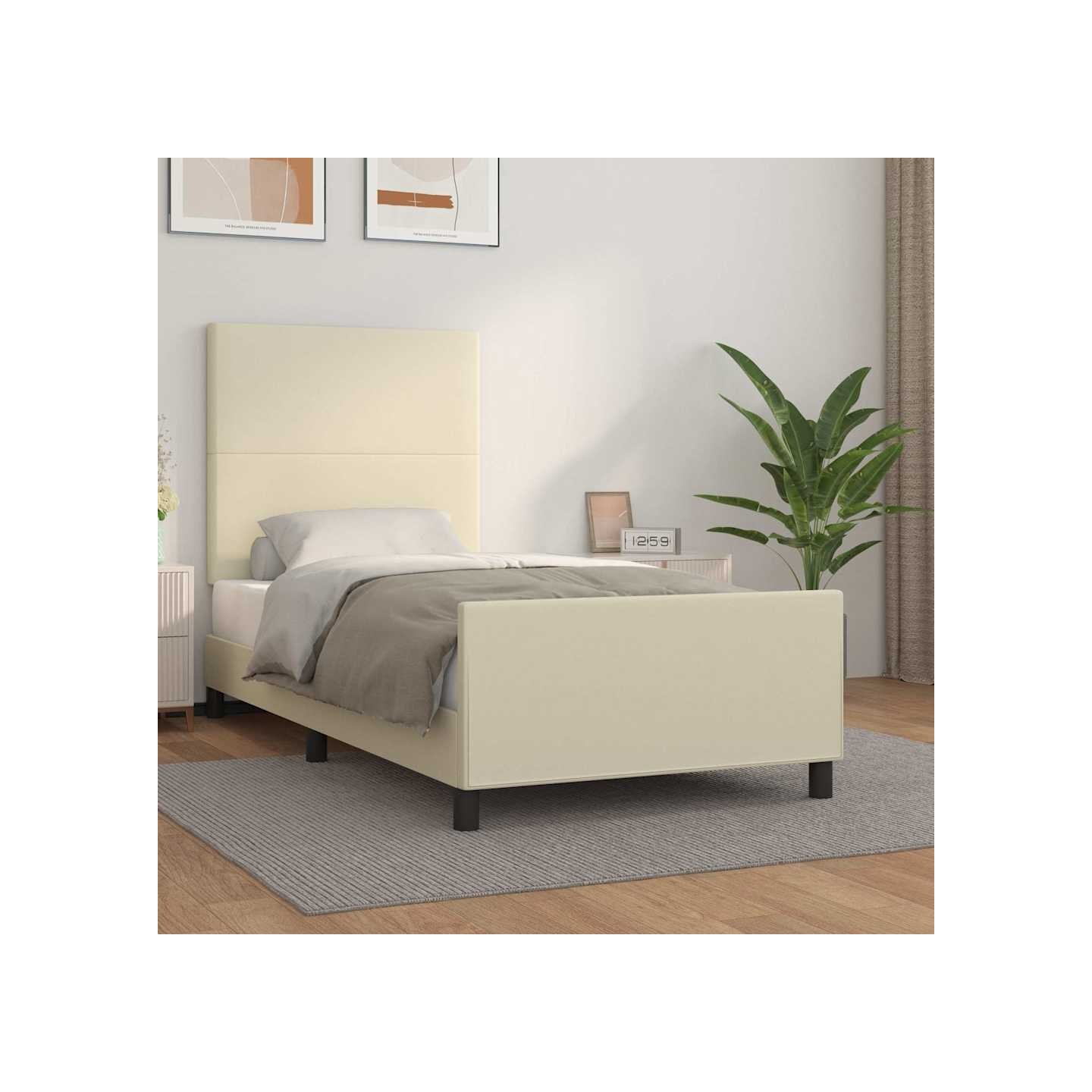 Cadre de lit sans matelas crème 80x200 cm similicuir