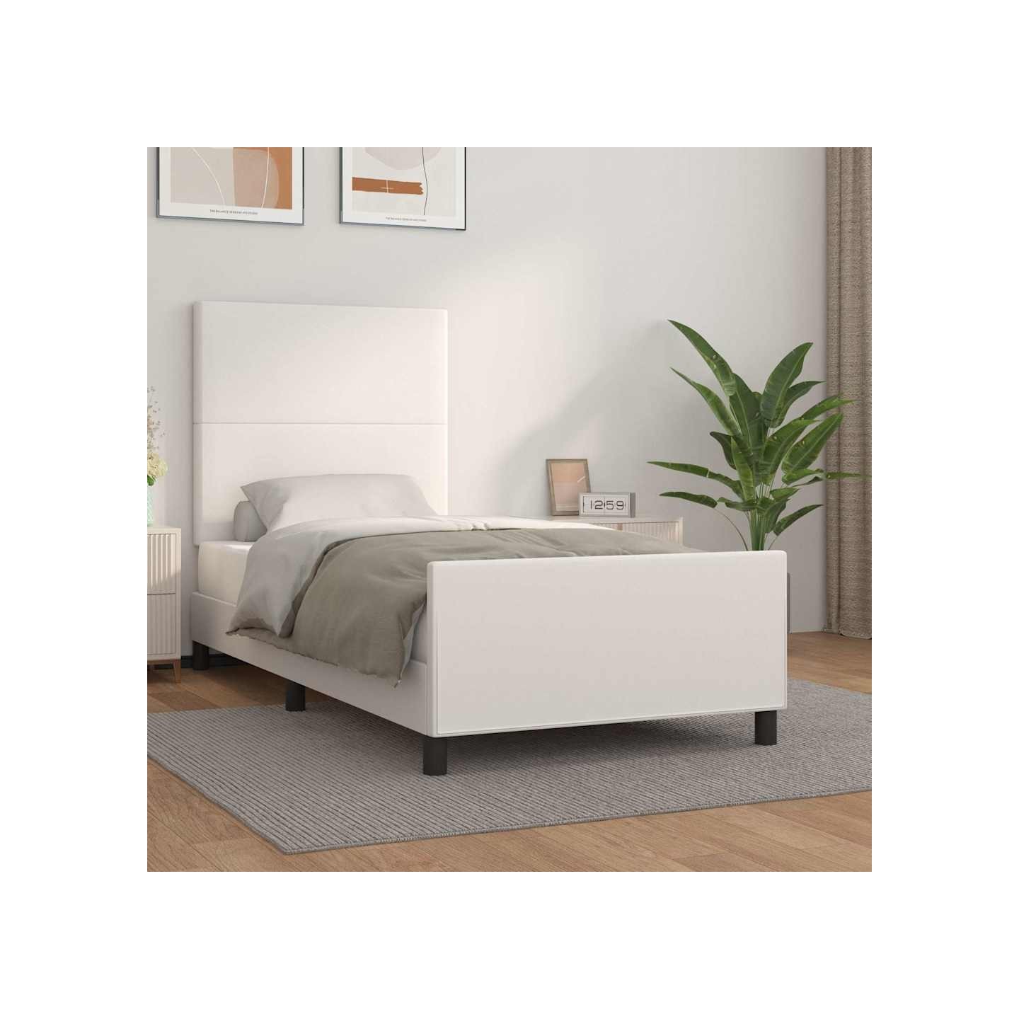 Cadre de lit sans matelas blanc 90x200 cm similicuir