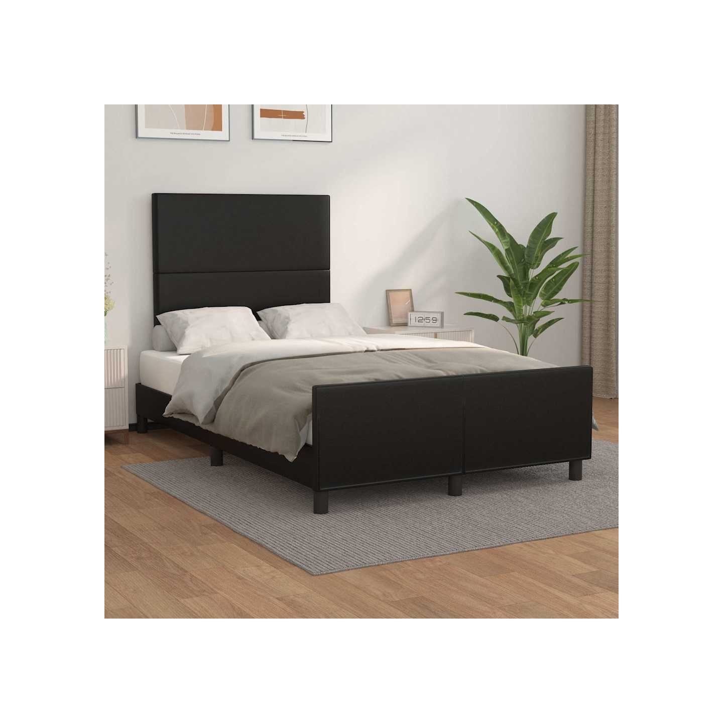 Cadre de lit sans matelas noir 120x200 cm similicuir