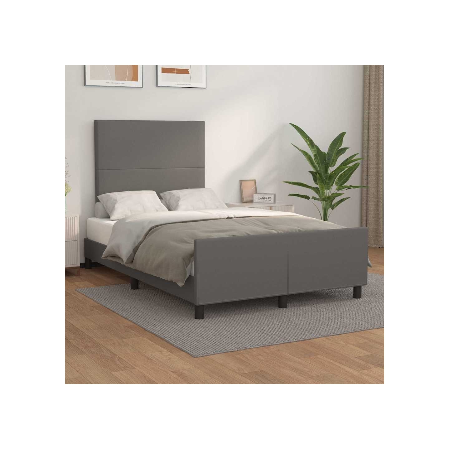 Cadre de lit sans matelas gris 120x200 cm similicuir