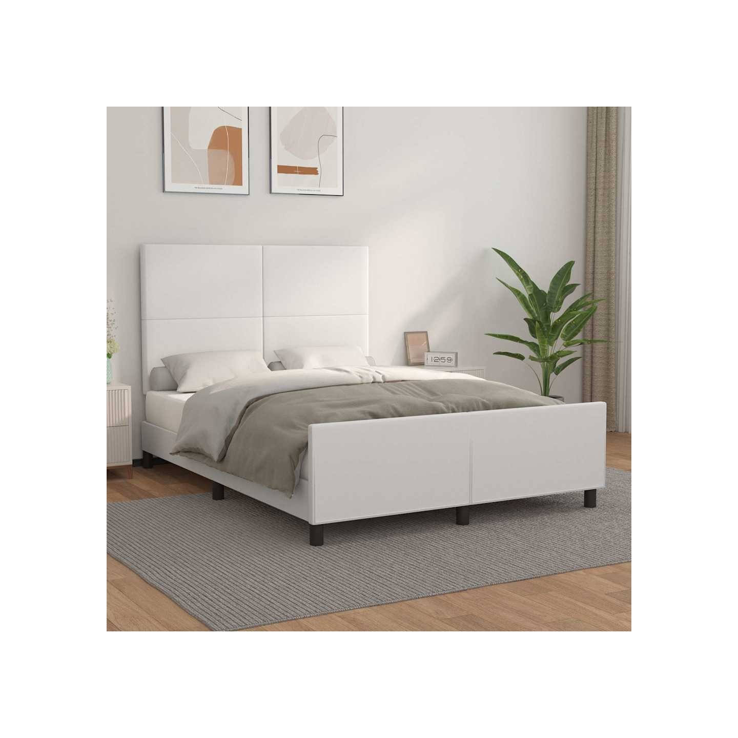 Cadre de lit sans matelas blanc 140x190 cm similicuir