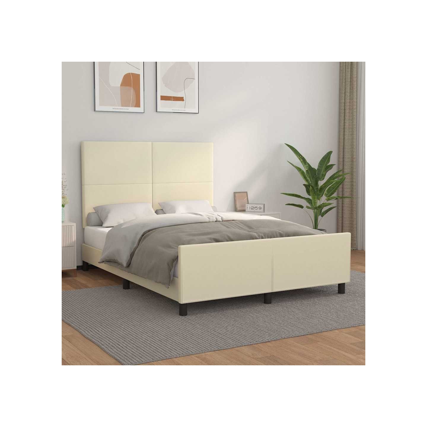 Cadre de lit sans matelas crème 140x190 cm similicuir