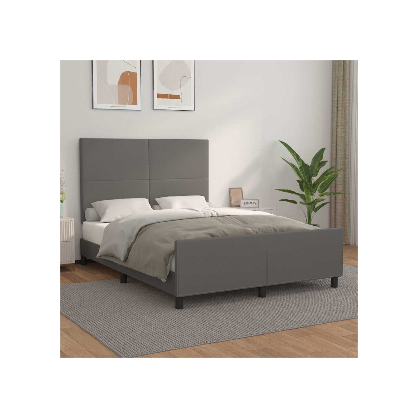 Cadre de lit sans matelas gris 140x190 cm similicuir