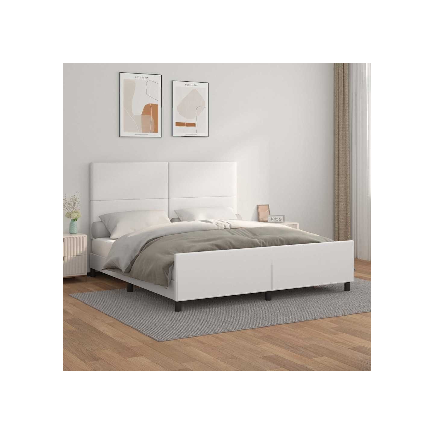 Cadre de lit sans matelas blanc similicuir