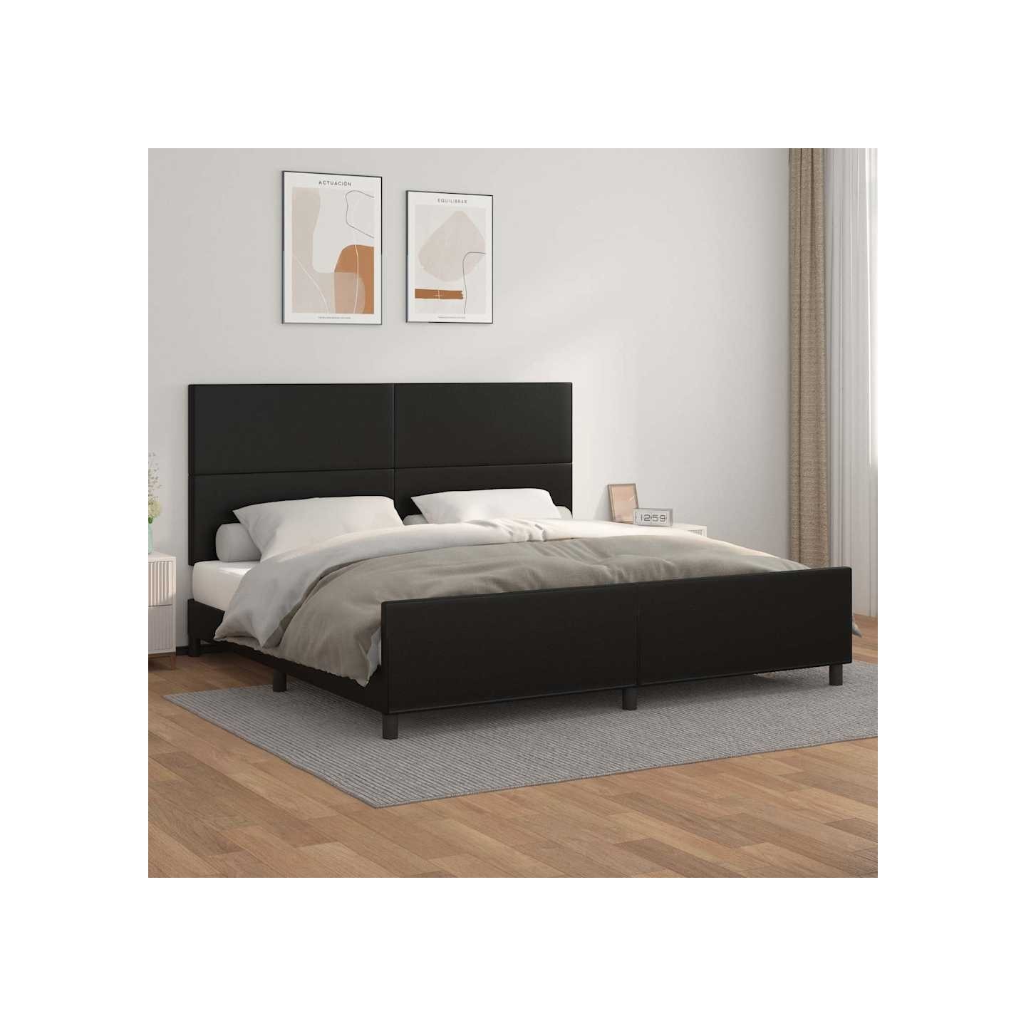 Cadre de lit sans matelas noir 200x200 cm similicuir