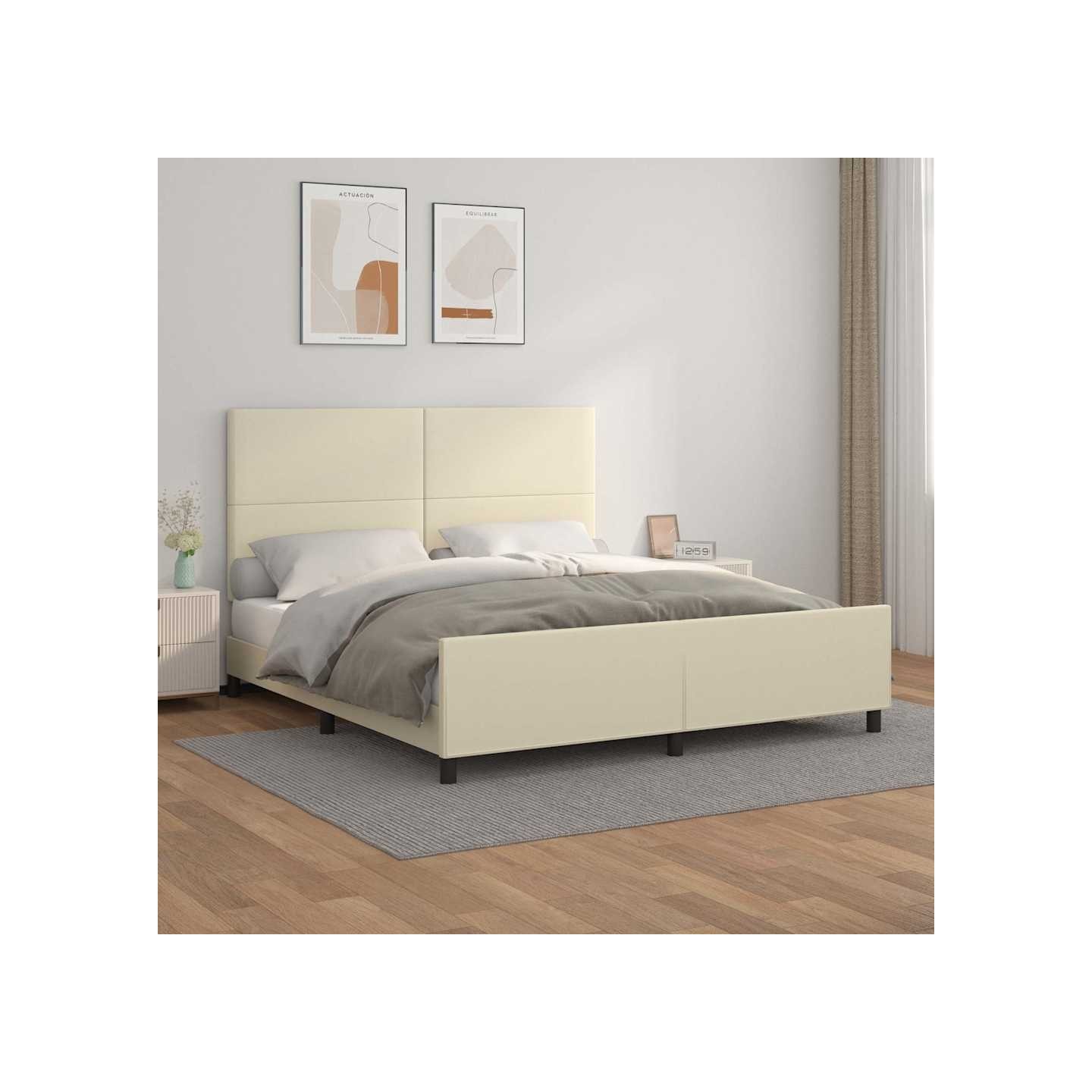 Cadre de lit avec tête de lit Crème 180x200 cm Similicuir
