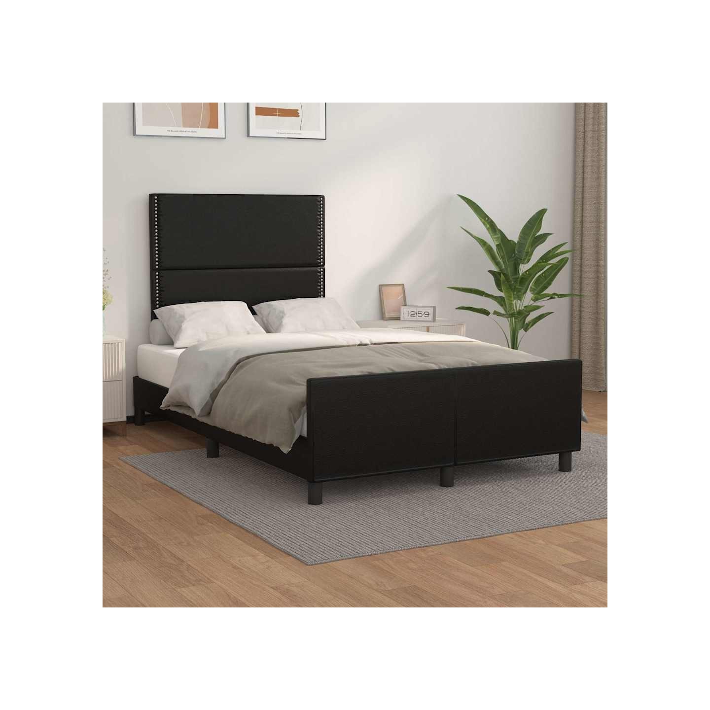 Cadre de lit sans matelas noir 120x200 cm similicuir