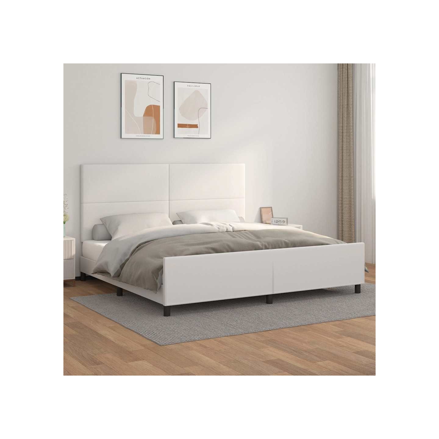 Cadre de lit sans matelas blanc 200x200 cm similicuir