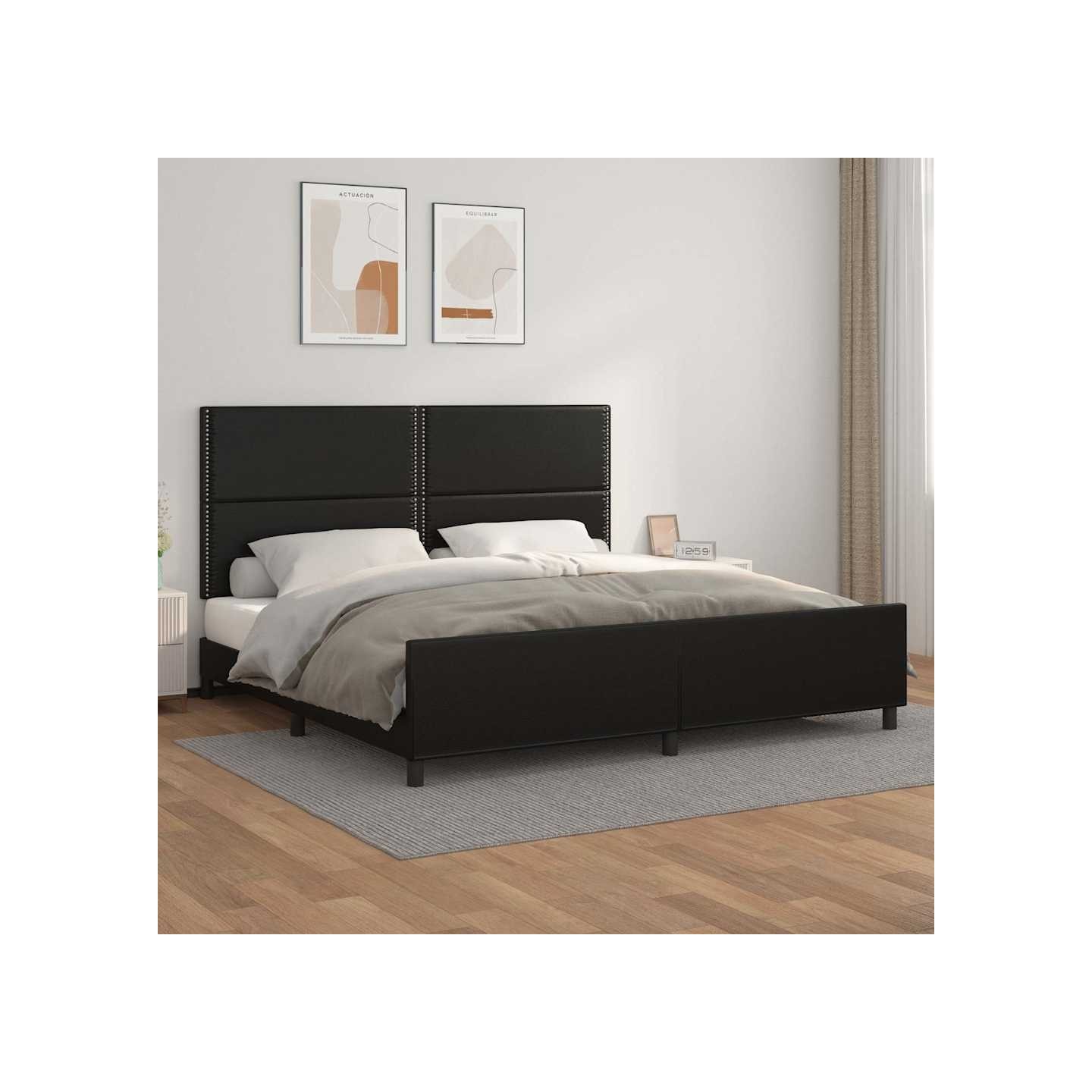 Cadre de lit sans matelas noir 200x200 cm similicuir