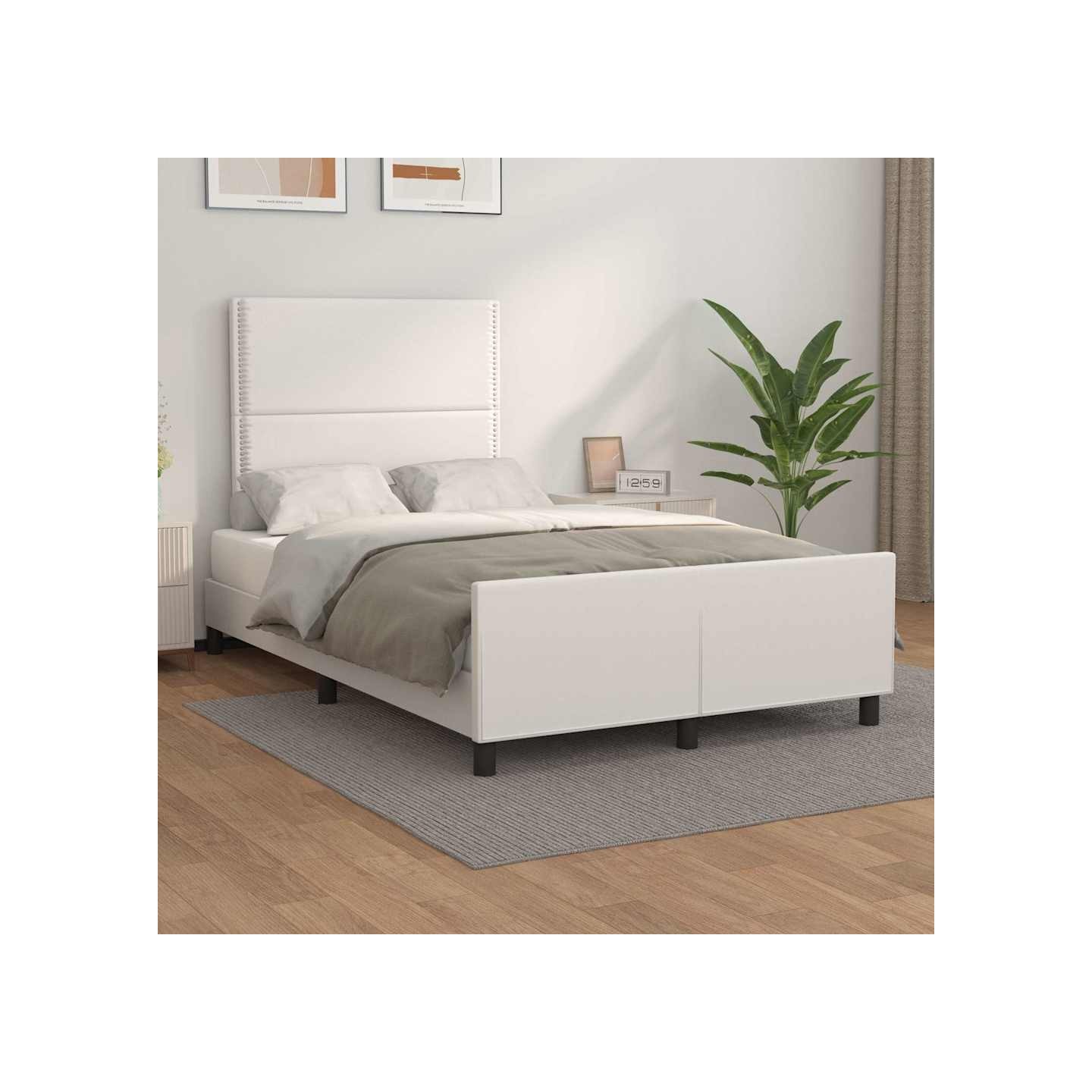 Cadre de lit sans matelas blanc 120x200 cm similicuir
