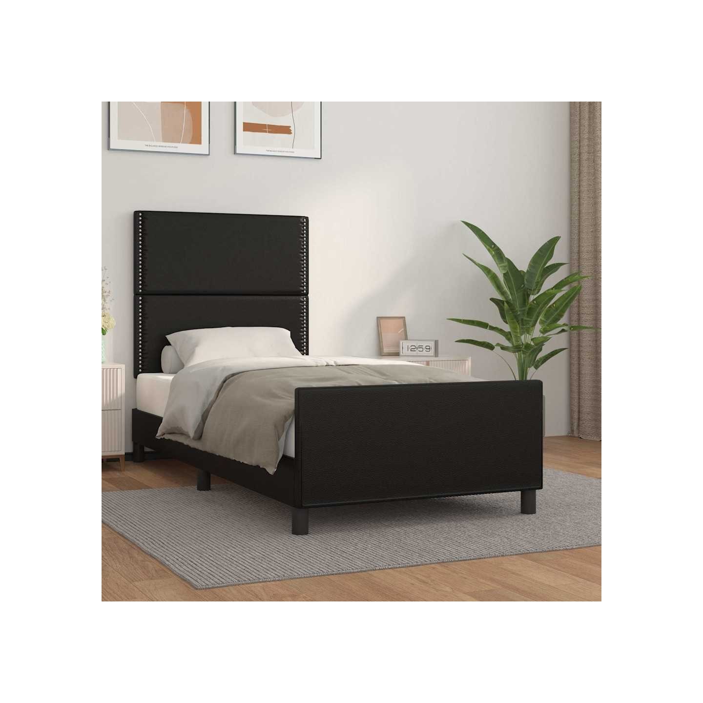 Cadre de lit sans matelas noir 90x190 cm similicuir
