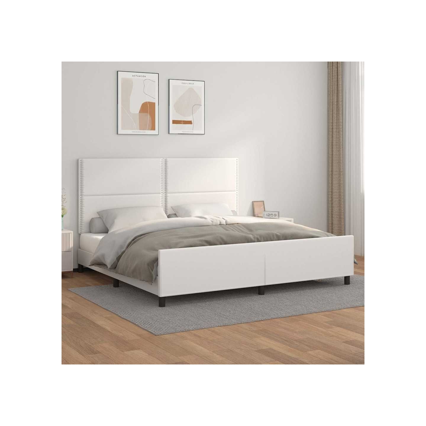 Cadre de lit sans matelas blanc 200x200 cm similicuir