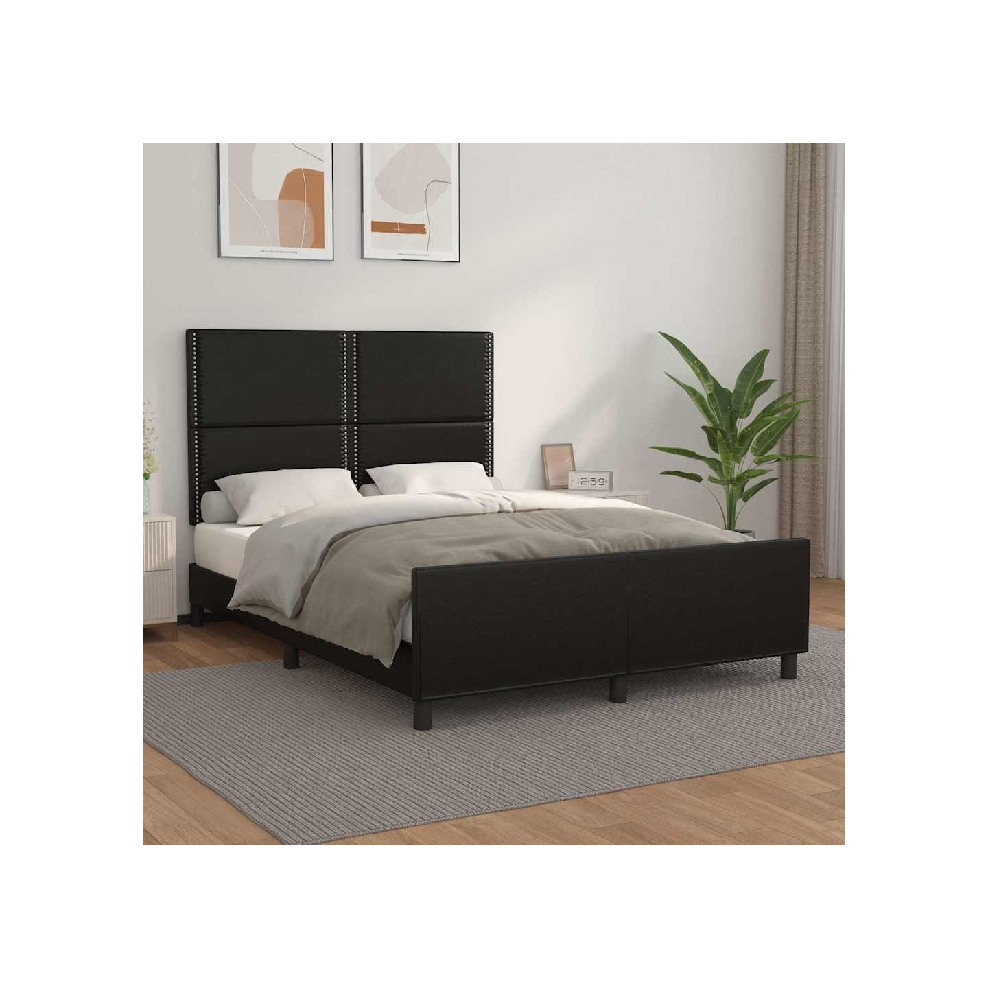 Cadre de lit sans matelas noir 140x190 cm similicuir