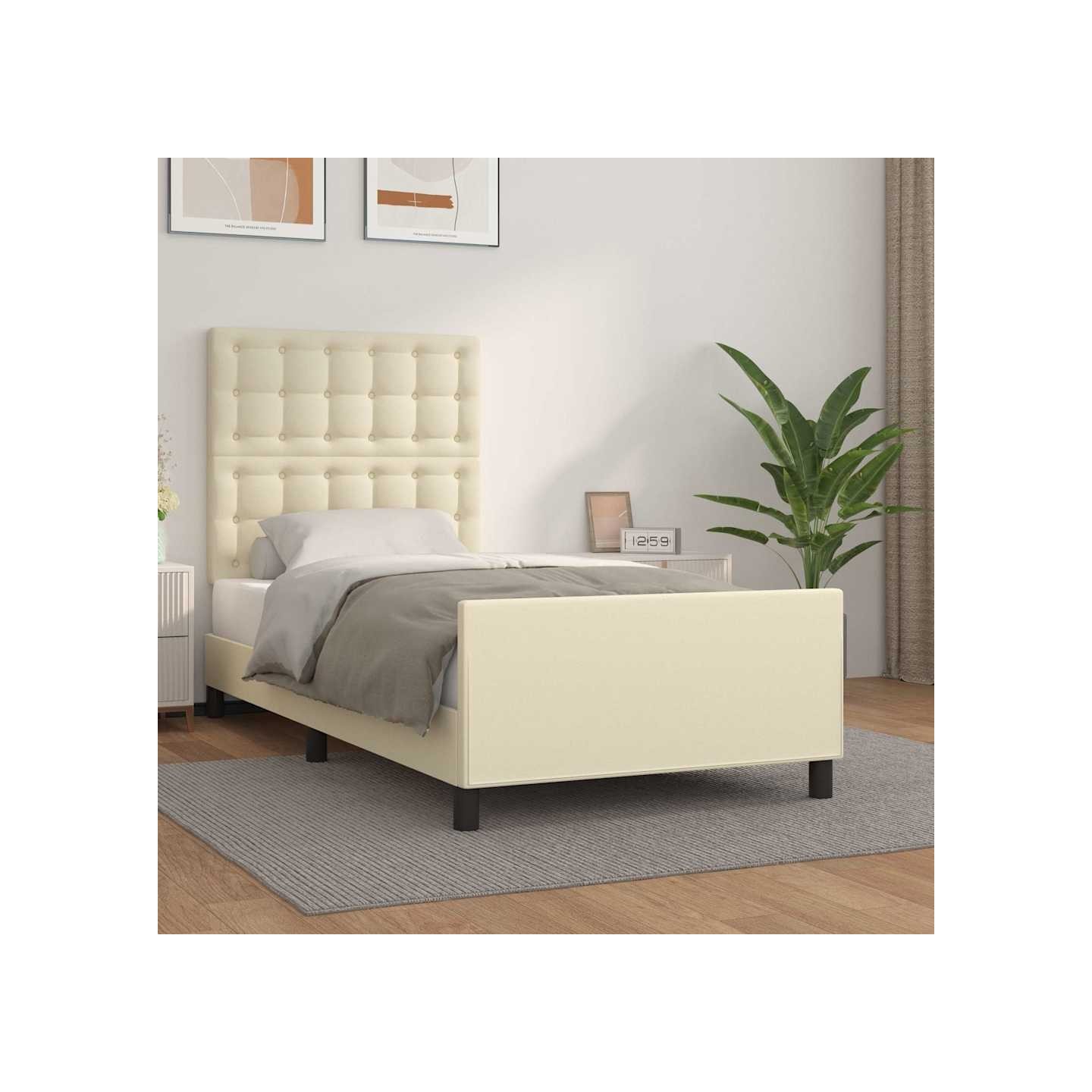 Cadre de lit sans matelas crème 90x190 cm similicuir