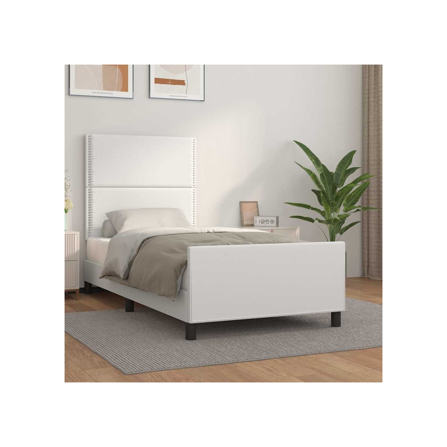 Cadre de lit sans matelas blanc 100x200 cm similicuir