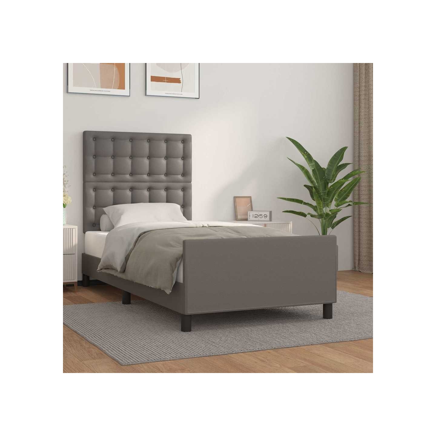 Cadre de lit sans matelas gris 90x190 cm similicuir