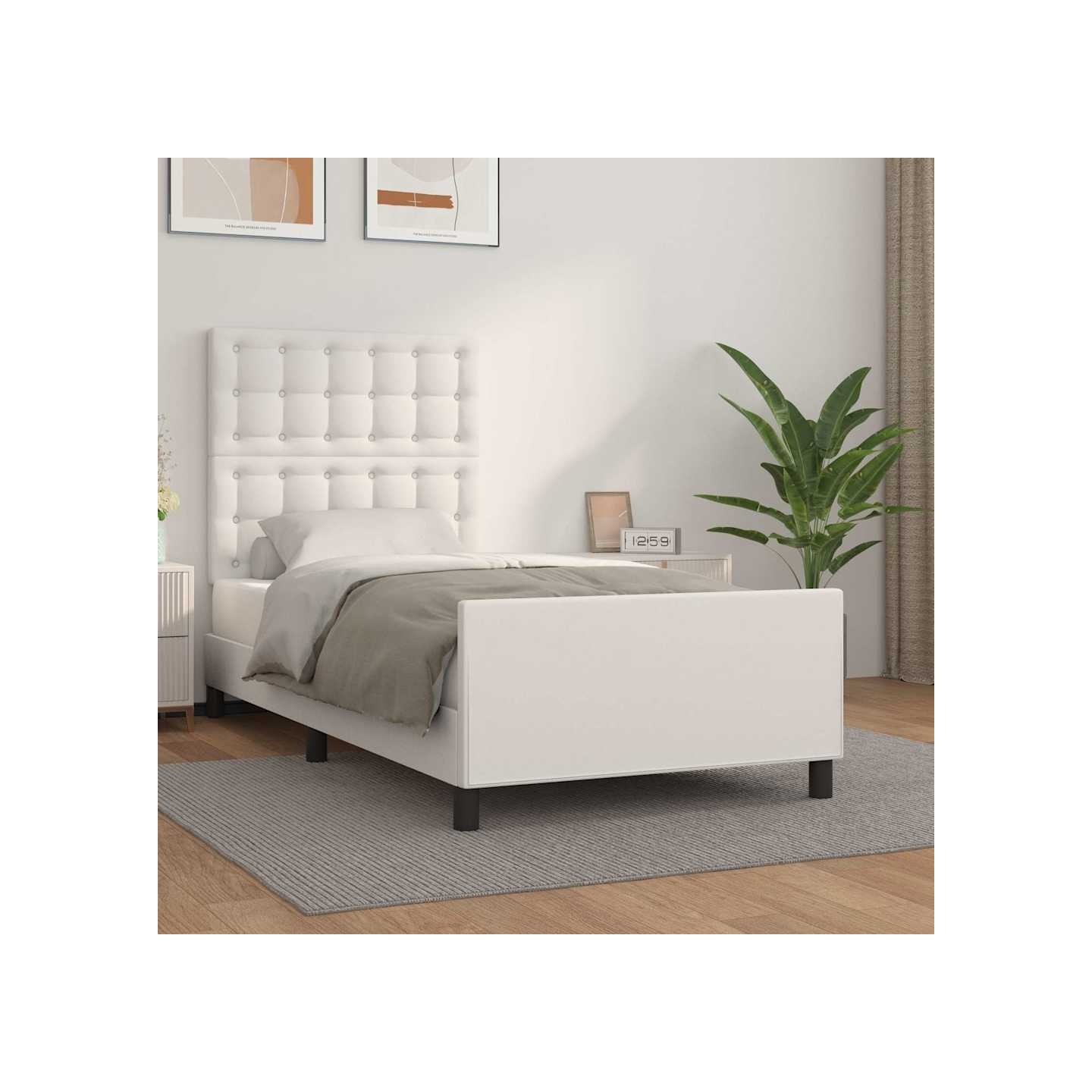 Cadre de lit sans matelas blanc 100x200 cm similicuir