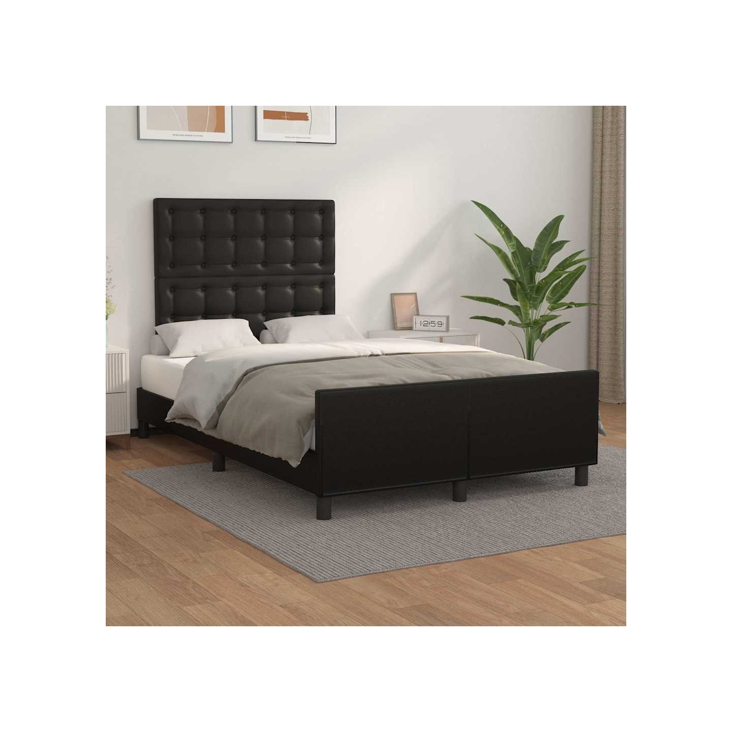 Cadre de lit sans matelas noir 120x200 cm similicuir