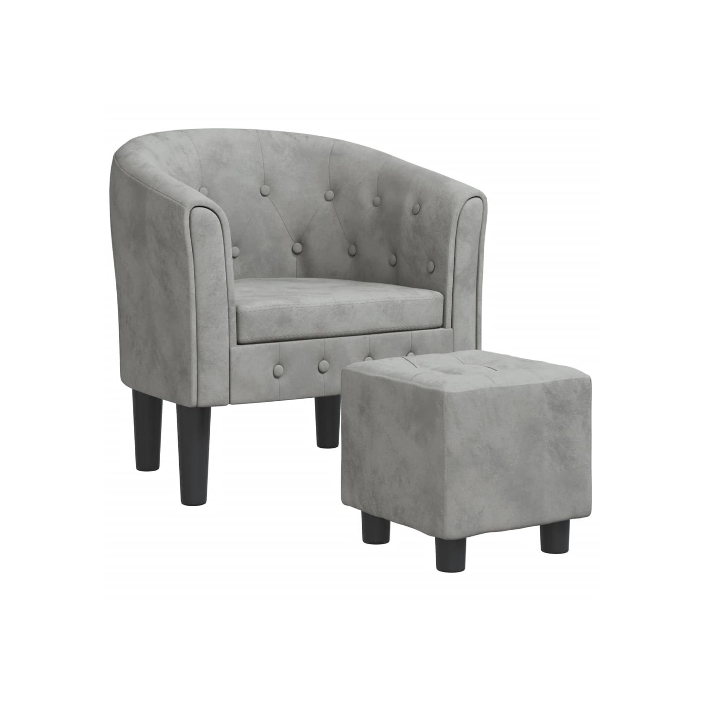 Fauteuil avec repose-pied gris clair velours