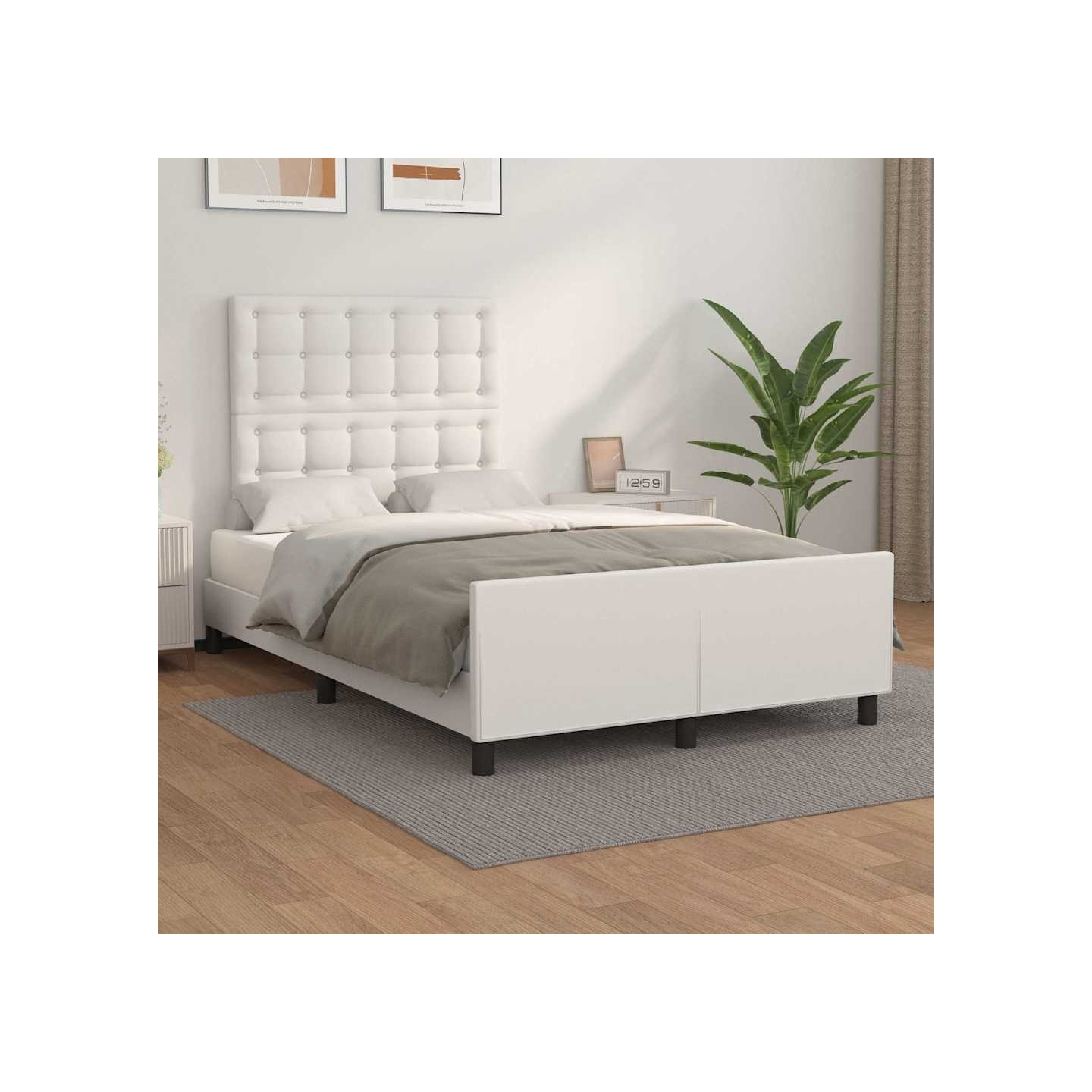 Cadre de lit sans matelas blanc 120x200 cm similicuir