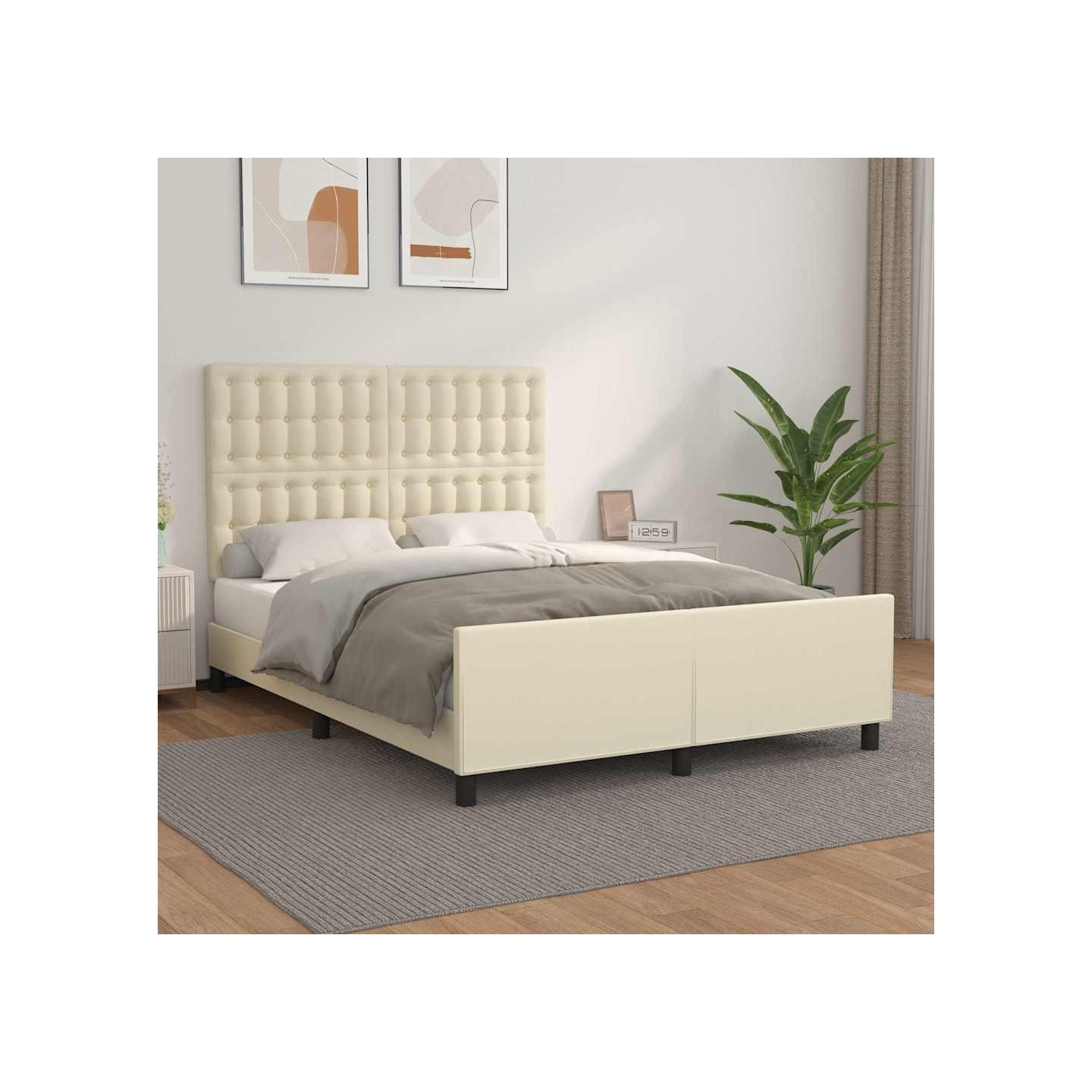 Cadre de lit sans matelas crème 140x190 cm similicuir