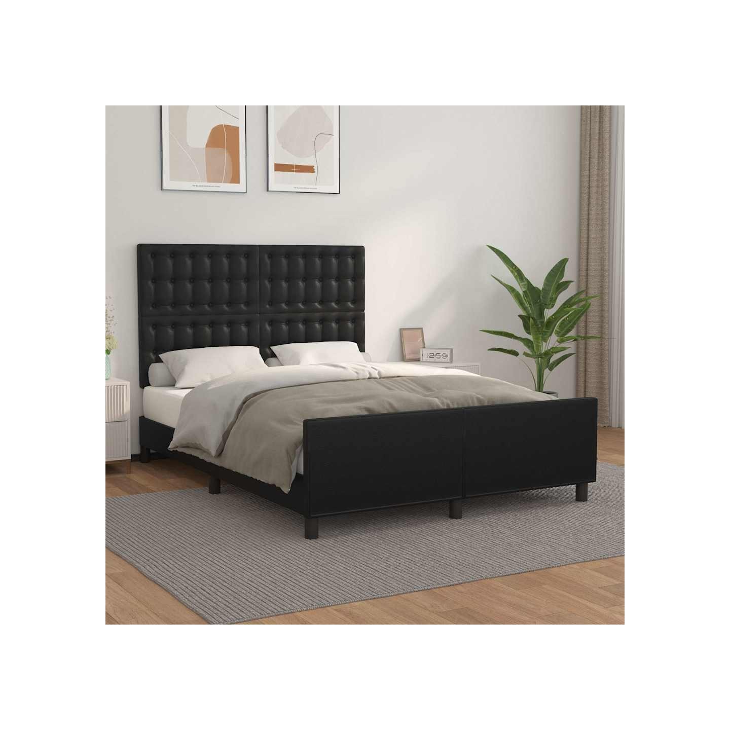 Cadre de lit sans matelas noir 140x200 cm similicuir