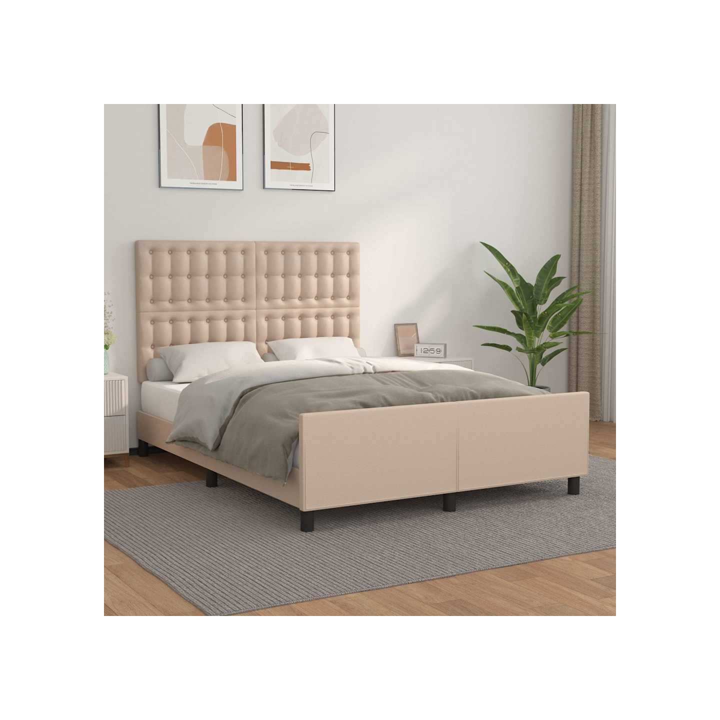Cadre de lit sans matelas cappuccino 140x200 cm similicuir