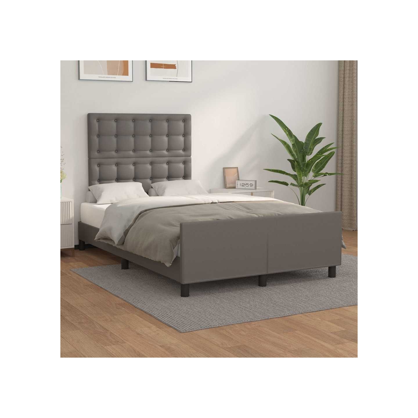 Cadre de lit sans matelas gris 120x200 cm similicuir
