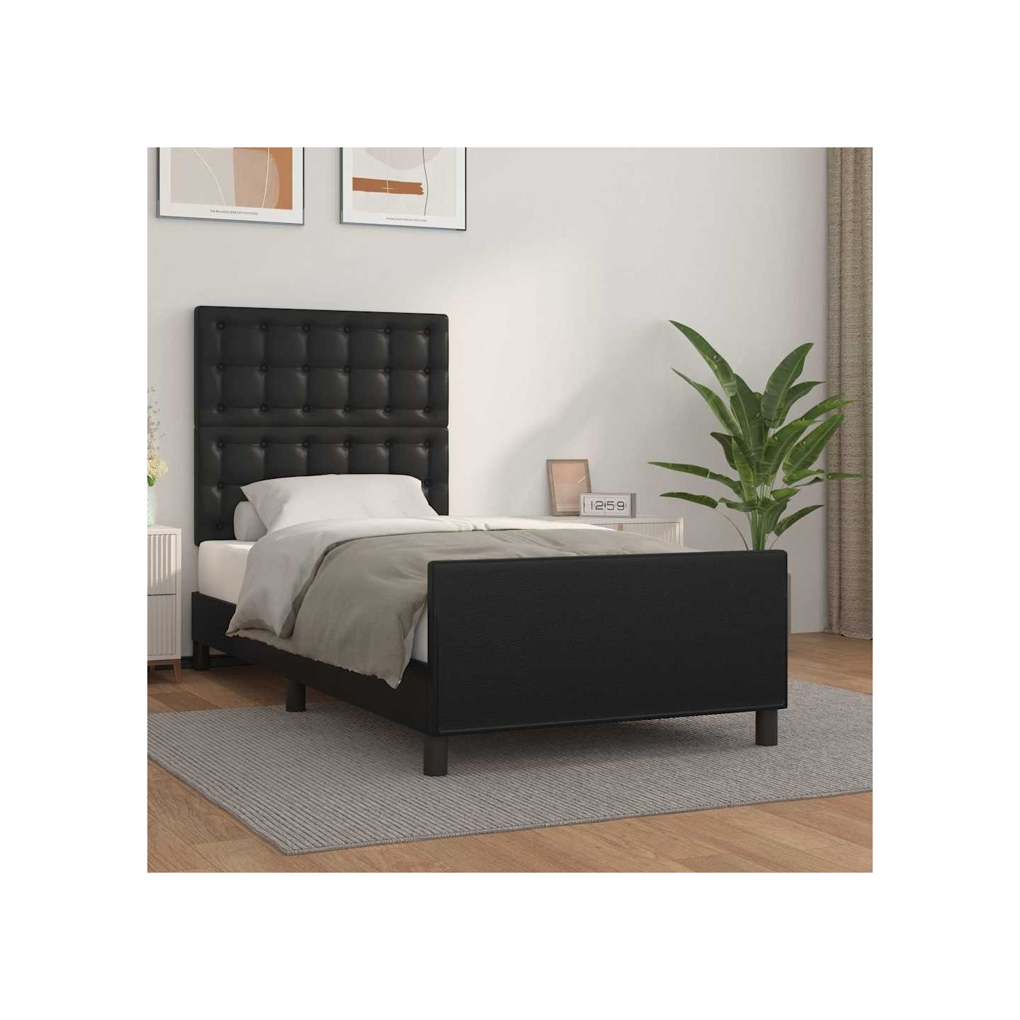Cadre de lit sans matelas noir 100x200 cm similicuir