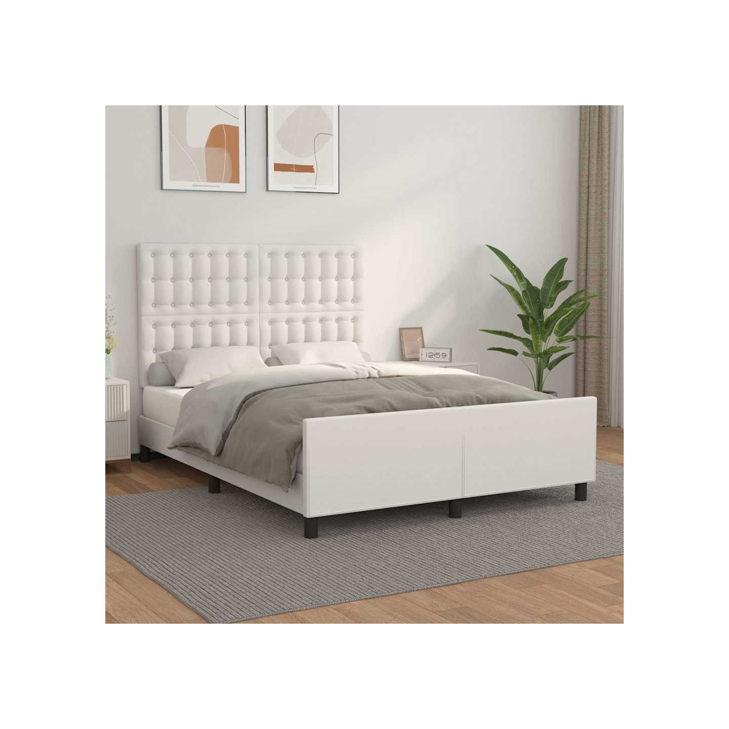 Cadre de lit sans matelas blanc 140x200 cm similicuir