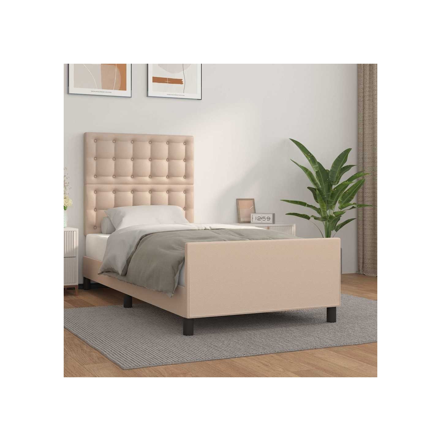 Cadre de lit sans matelas cappuccino 100x200 cm similicuir