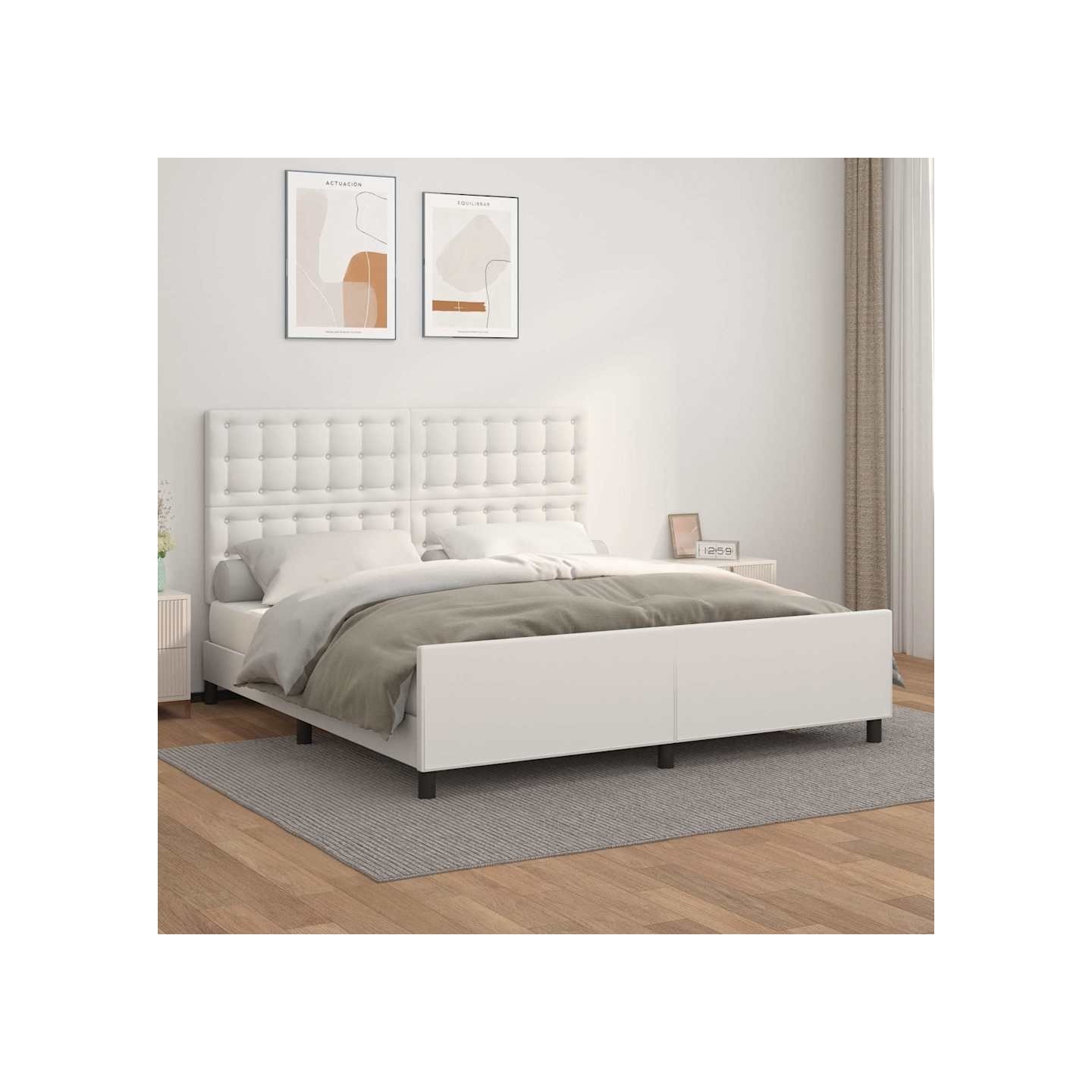 Cadre de lit sans matelas blanc 160x200 cm similicuir